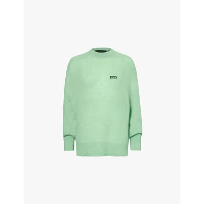 Rotate Birger Christensen Womens Grayed Jade Relaxed-fit Brand-patch Recycled Polyamide-wool Blend J In Green