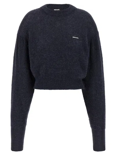 Rotate Birger Christensen Women's Knit Puff Sweater In Blue
