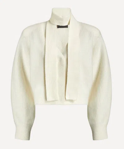 Rotate Birger Christensen Women's Knit Scarf Cardigan In White