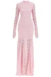 Rotate Birger Christensen Long Pink Lace Dress With Open Back For Special Occasions In Pink