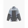 Rotate Birger Christensen Oversized Patchwork Jacket In Medium Blue Denim