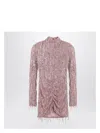 Rotate Birger Christensen Mini Dress With Sequin Fringes In Pink