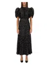 Rotate Birger Christensen Womens Black Regular-fit Puff-sleeve Sequin Midi Dress In Black