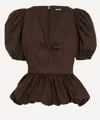 Rotate Birger Christensen Flower Intarsia Top In Brown