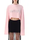 Rotate Birger Christensen Sequin-embellished Logo Crop Top In Pink
