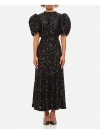 Rotate Birger Christensen Womens Black Regular-fit Puff-sleeve Sequin Midi Dress In Black