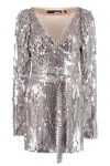 Rotate Birger Christensen Briiidget Sequin Wrap Dress In Silver