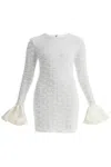 Rotate Birger Christensen Short Mesh Dress With Bows In White
