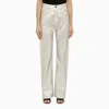 ROTATE BIRGER CHRISTENSEN WOMEN'S SILVER ORGANIC DENIM PANTS FOR SS24 COLLECTION