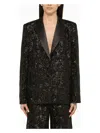 Rotate Birger Christensen Rotate Oversized Sequin-studded Blazer In Black