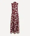 Rotate Birger Christensen Womens Asyna Floral-embroidered Mesh Maxi Dress Zinfandel In Brown