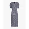 Rotate Birger Christensen Sequinned Printed Maxi Dress In Vibrant Floral Outline