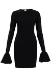 Rotate Birger Christensen Rotate Black Viscose Mini Dress With Cutout On The Back And Ribbed Knit Women In Black