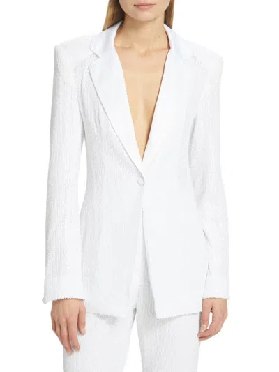 Rotate Birger Christensen Women's Water Sequin Blazer In Bright White