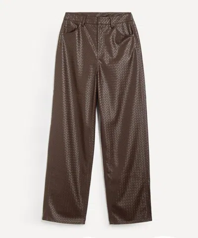 Rotate Birger Christensen Women's Wide Leg 5 Pocket Trousers In Brown