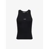 Rotate Birger Christensen Womens Adanne Core Logo-embroidered Stretch-cotton Tank Top Black In Black