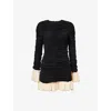 Rotate Birger Christensen Ruched Minidress In Black Comb