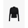 Rotate Birger Christensen Black Top With High Neck And Ruffles Rotate In Black