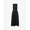 Rotate Birger Christensen Womens Lori Floral-embroidered Woven Midi Dress Black In Black