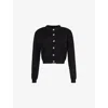 Rotate Birger Christensen Rotate Cropped Black Sweater With Padded Shoulders And Button Embellishments In Black