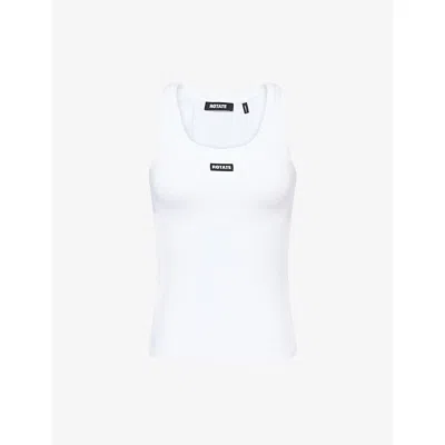 Rotate Birger Christensen Womens Adanne Core Logo-embroidered Stretch-cotton Tank Top Bright White