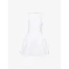 Rotate Birger Christensen Womens Bright White Selda Floral-applique Cotton-poplin Mini Dress In White