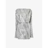 Rotate Birger Christensen Womens Boat-neck Sequin-embellished Recycled-polyester Blend Mini Dress Dark Grey Melange In Dark Grey Melange