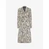 Rotate Birger Christensen Womens Egret Comb Printed Double-breasted Cotton-blend Coat In Multi