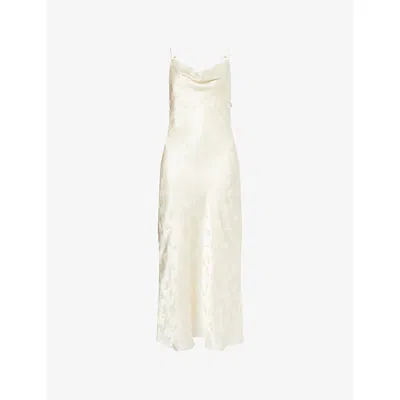 Rotate Birger Christensen Womens Egret Comb Satin Floral Silk Midi Dress