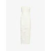 Rotate Birger Christensen Womens Egret Floral-lace Strapless Woven Midi Dress