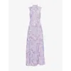 Rotate Birger Christensen Womens Lavender Aura Flower Sleeveless Stretch-woven Maxi Dress In Purple