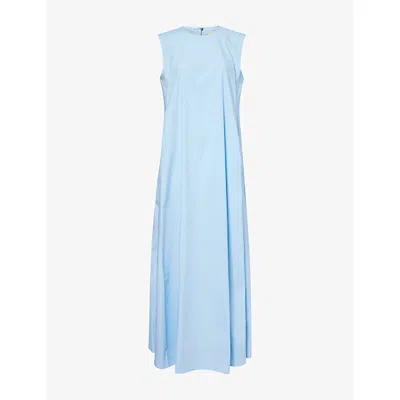 Rotate Birger Christensen Womens Cerulean Karla Sleeveless Stretch-cotton Maxi Dress In Blue