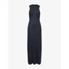 Rotate Birger Christensen Womens Anthracite Lisbeth Scoop-neck Stretch-woven Maxi Dress In Black