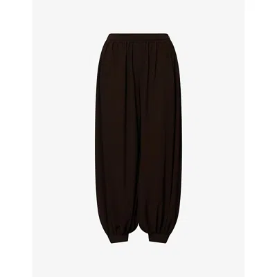 Rotate Birger Christensen Womens Mole Balloon-leg Pleated Woven Trousers In Brown