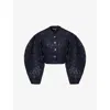 Rotate Birger Christensen Womens Navy Vinetta Sequin-embellished Woven Jacket In Blue