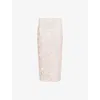 Rotate Birger Christensen Womens  3d Floral-embroidered Stretch-mesh Midi Skirt In Angel Wing (blush) Comb.