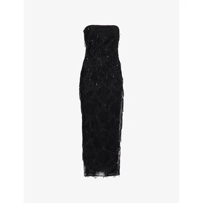 Rotate Birger Christensen Womens Black Albertina Sequin Woven Midi Dress