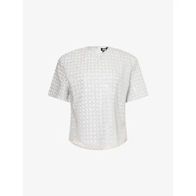 ROTATE BIRGER CHRISTENSEN WOMENS ROTATE BIRGER CHRISTENSEN BEAD-EMBELLISHMENT OVERSIZED WOVEN TOP