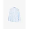 Rotate Birger Christensen Light Blue Cotton Shirt With Embossed Floral Pattern In Skyway