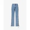 Rotate Birger Christensen Womens Vintage Blue Rotta Laced Denim Jeans In Blue