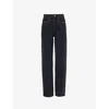 Rotate Birger Christensen Womens Stud-embellished Straight-leg Denim Jeans Dark Grey Denim In Dark Grey Denim