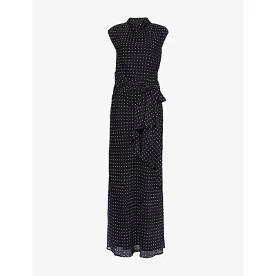 Rotate Birger Christensen Womens 1000 Black Comb. Tied-waist Floral-print Woven Maxi Dress