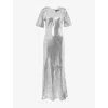Rotate Birger Christensen Sequined Mid-length Dress In Silver