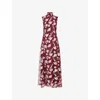 Rotate Birger Christensen Womens Asyna Floral-embroidered Mesh Maxi Dress Zinfandel In Multi
