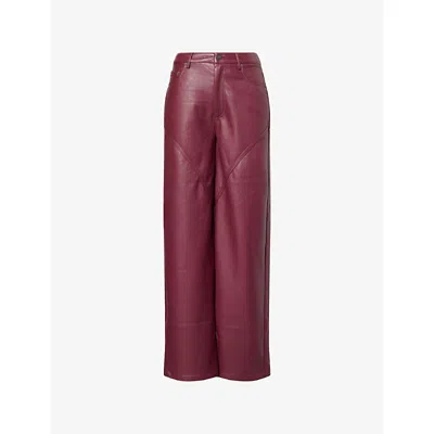 Rotate Birger Christensen Womens Dixie Straight-leg Faux-leather Trousers Zinfandel In Brown