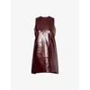 Rotate Birger Christensen Womens Zinfandel Strulana Leather Mini Dress In Burgundy