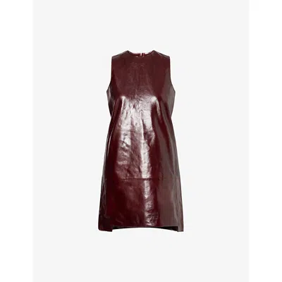 Rotate Birger Christensen Womens Zinfandel Strulana Leather Mini Dress In Burgundy