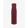 Rotate Birger Christensen Rotate Floor-length Burgundy Strapless Evening Dress With Sequined Detailing In Brown