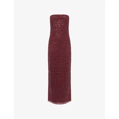 ROTATE BIRGER CHRISTENSEN WOMENS ZINFANDEL YULIANA SEQUIN-EMBELLISHED MESH MAXI DRESS