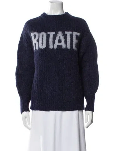 Pre-owned Rotate Birger Christensen Wool Graphic Print Sweater In Blue